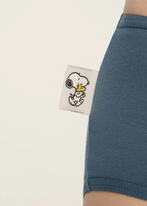 史努比系列．細邊中腰三角內褲(淺麻灰-腳踏車)