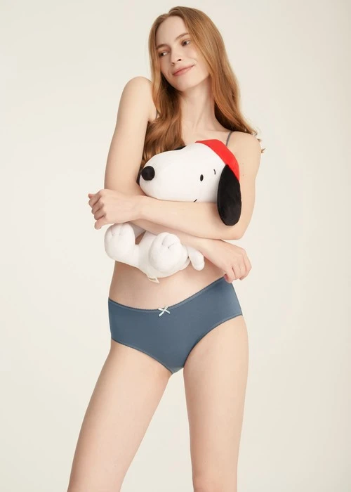 史努比系列．花邊高腰三角內褲(獵戶藍-擁抱)