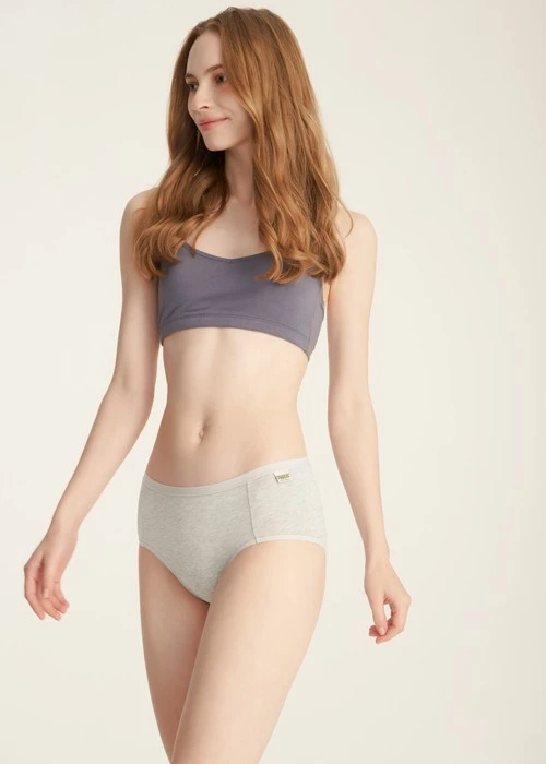 XXL 史努比系列．高腰生理褲(淺麻灰-暈倒)