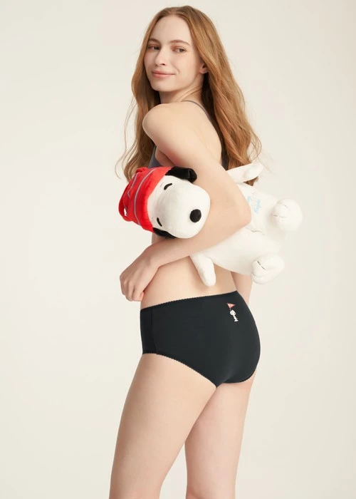 史努比系列．花邊高腰三角內褲(獵戶藍-擁抱)