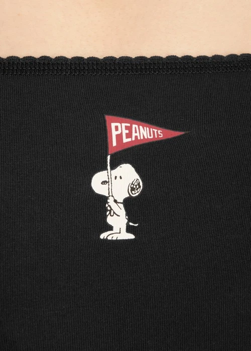 史努比系列．花邊高腰三角內褲（黑-三角旗）