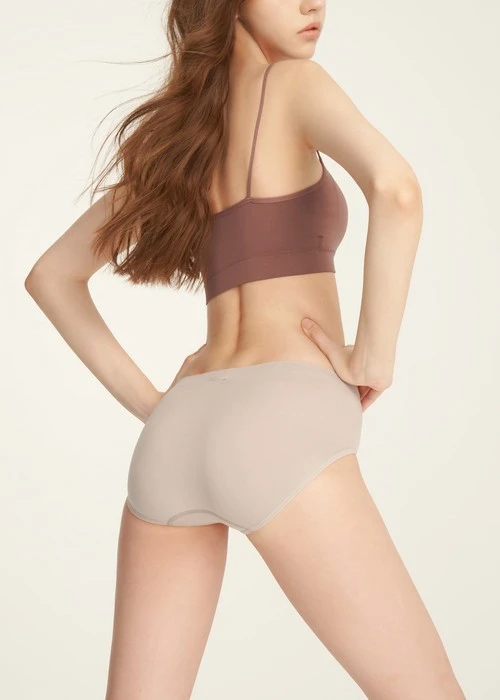 無縫抗菌系列．中腰三角無縫內褲(絨粉)