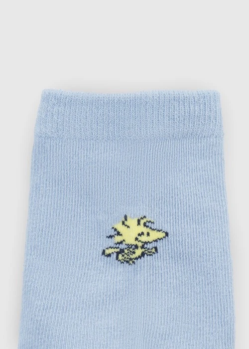 兒童_史努比系列．緹花中筒襪(淺藍-SNOOPY 微笑)