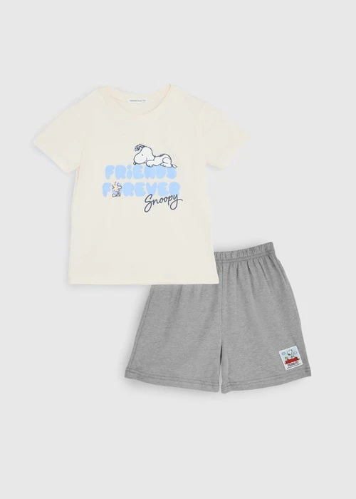 兒童成套_史努比系列．微落肩短袖上衣(豆米-友誼)