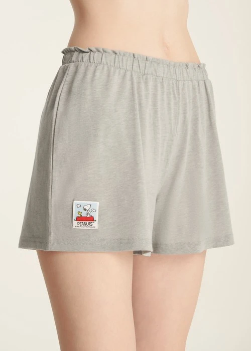 下身_史努比系列．緊帶寬鬆短褲(淺麻灰)