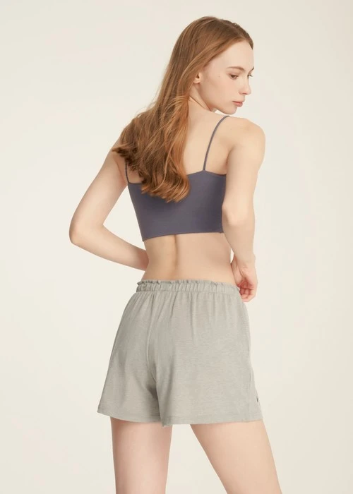 下身_史努比系列．緊帶寬鬆短褲(淺麻灰)