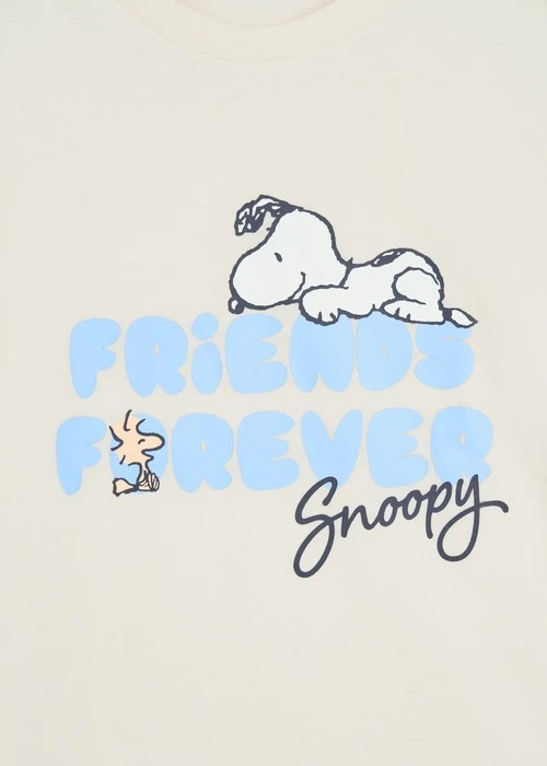 兒童上衣_史努比系列．微落肩短袖上衣（豆米-友誼）