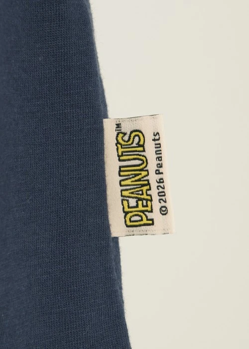 連身_史努比系列．落肩五分袖睡衣(星系藍-刺繡糊塗塌客)