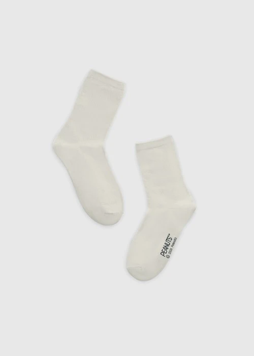 史努比系列．刺繡中筒襪(深灰-刺繡歐拉夫)