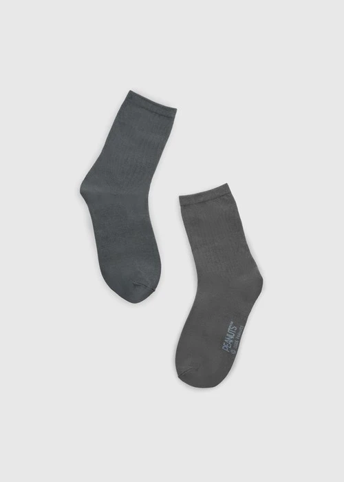 史努比系列．刺繡中筒襪(深灰-刺繡歐拉夫)