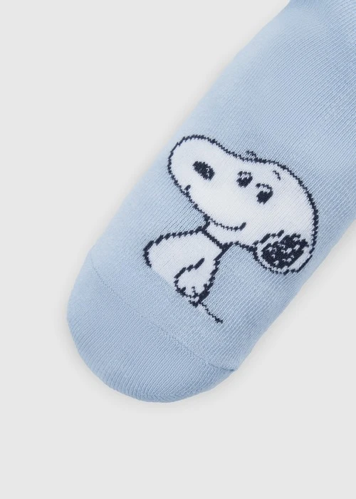 兒童_史努比系列．緹花中筒襪（淺藍-SNOOPY 微笑）