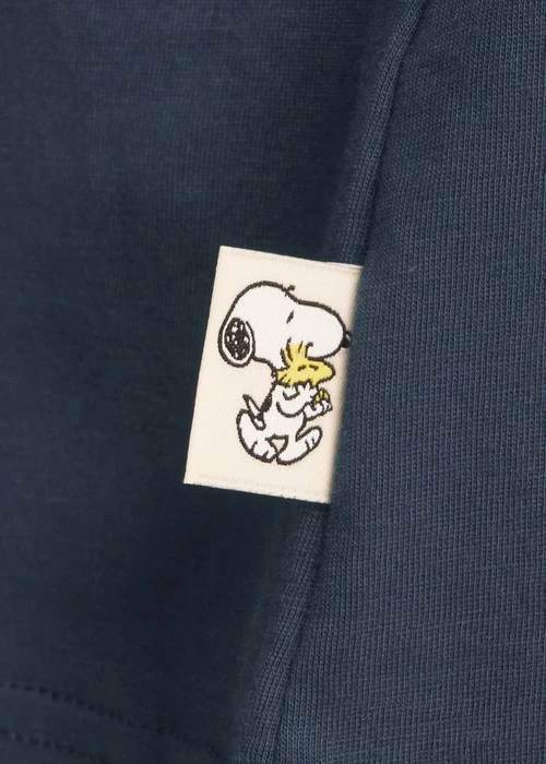 連身_史努比系列．落肩五分袖睡衣(星系藍-刺繡糊塗塌客)