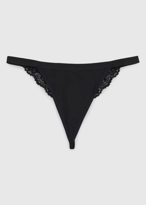 經典純色．後訂製蕾絲緊帶丁字褲（黑）