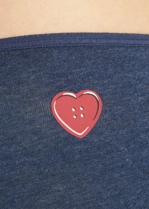 XXL Lover's Whisper．細邊高腰三角內褲（深麻藍-愛心鈕扣）