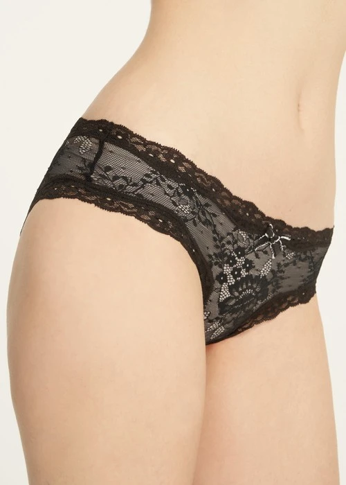 Fleur de Rêve．全網紗低腰三角內褲(黑-繁花)