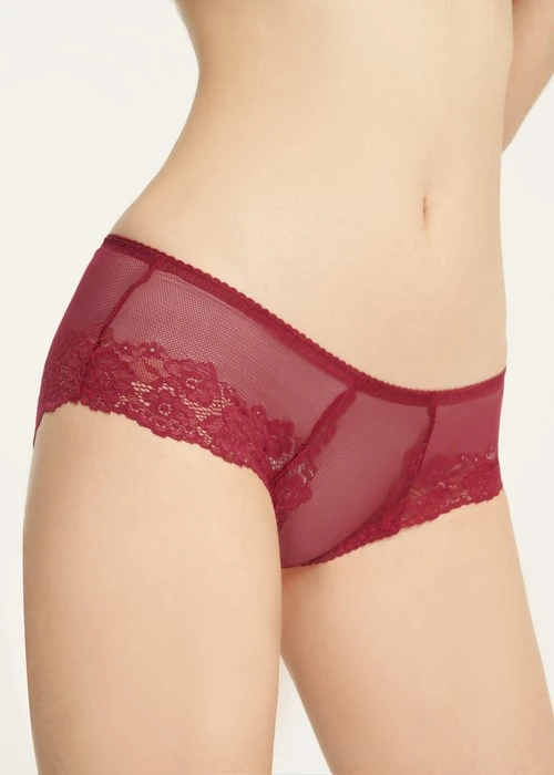 經典純色．訂製蕾絲中腰三角內褲(熱戀紅)