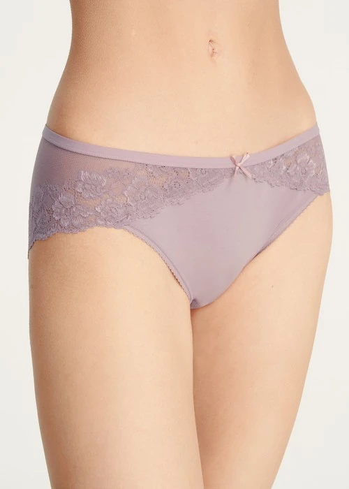 經典純色．脇後訂製蕾絲中腰三角內褲（藕紫）