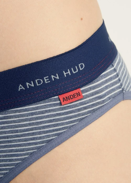 Lover's Whisper．寬版緊帶高衩高腰三角內褲(灰麻藍條-提花緊帶)