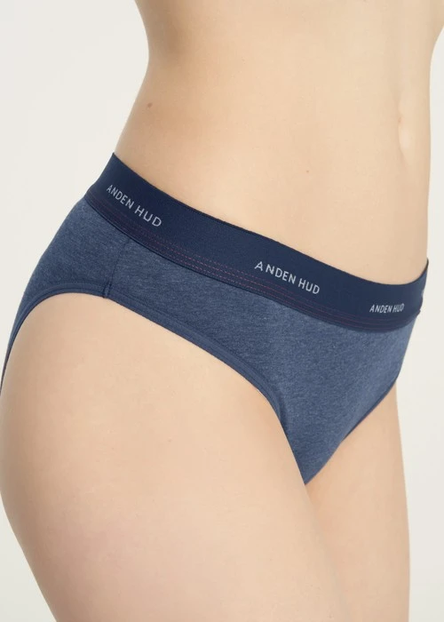 Lover's Whisper．寬版緊帶高衩高腰三角內褲(深麻藍-提花AH緊帶)