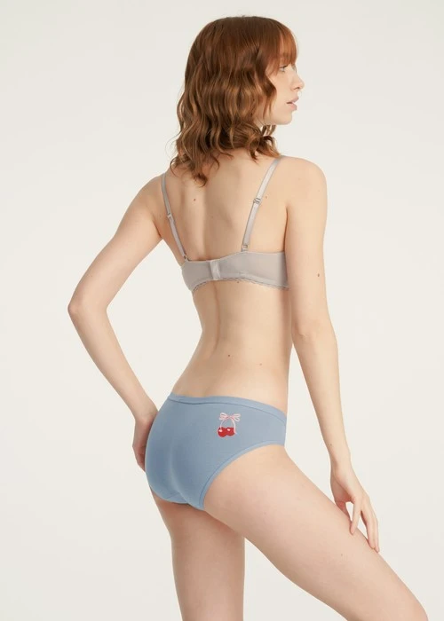 Rosé Heart．低腰三角內褲（復古單寧藍-櫻桃）