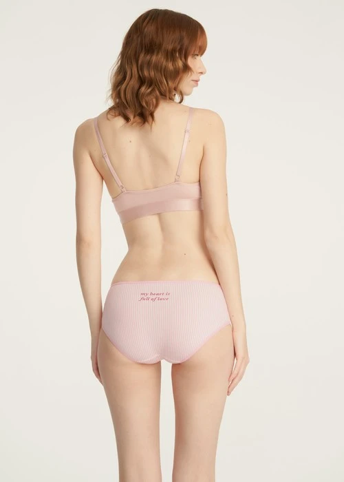 Rosé Heart．細邊中腰三角內褲(蜜膚粉-甜心)