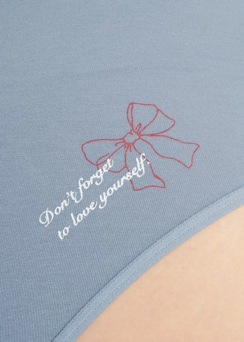Rosé Heart．Mid Rise Cotton Flat Elastic Brief Panty（Ashley Blue）