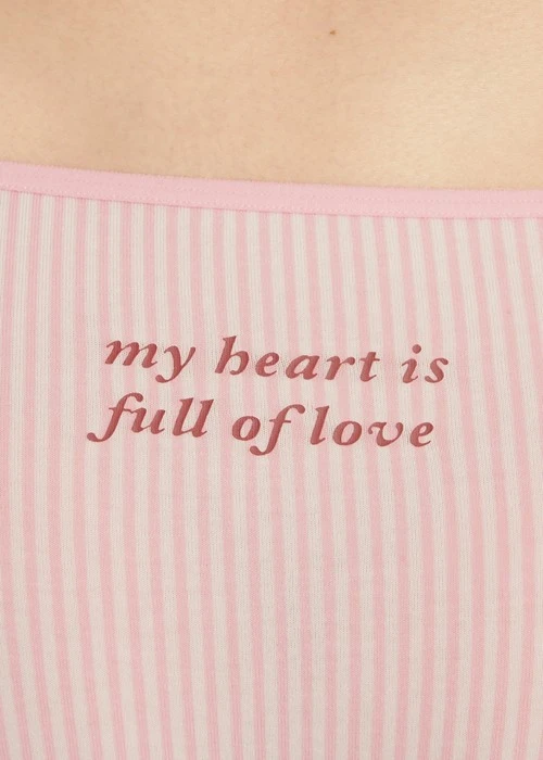 Rosé Heart．細邊中腰三角內褲（粉條紋-充滿愛）