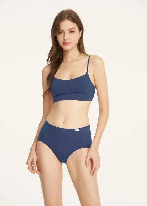 XXL 經典純色．高腰三角內褲(深牛仔藍)