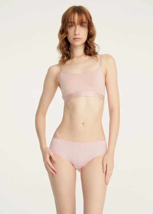 Rosé Heart．細邊中腰三角內褲(蜜膚粉-甜心)