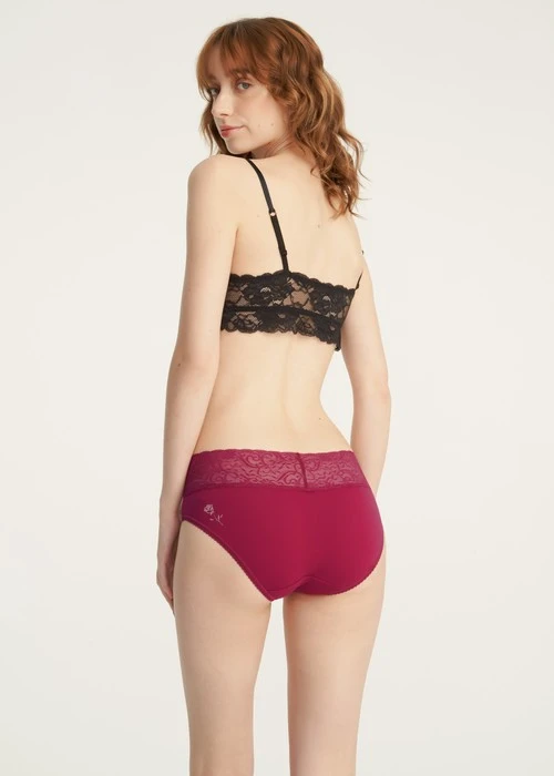 Lover's Whisper．V蕾絲中腰三角內褲(藕紫-情書)