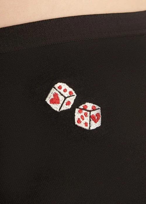 XXL Sugar Crush．高腰生理褲(黑-刺繡愛情骰子)