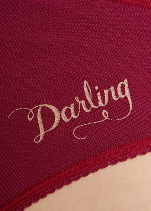 Lover's Whisper．High Rise Cotton Picot Elastic Brief Panty（Rhubarb）