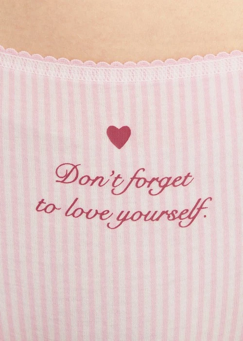 Lover's Whisper．High Rise Cotton Picot Elastic Brief Panty（Pink Stripe）