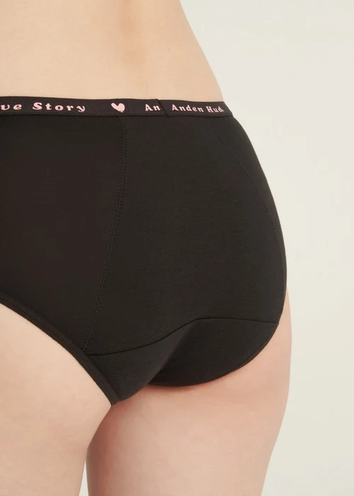 Sugar Crush．Mid Rise Cotton Period Brief Panty(Black)