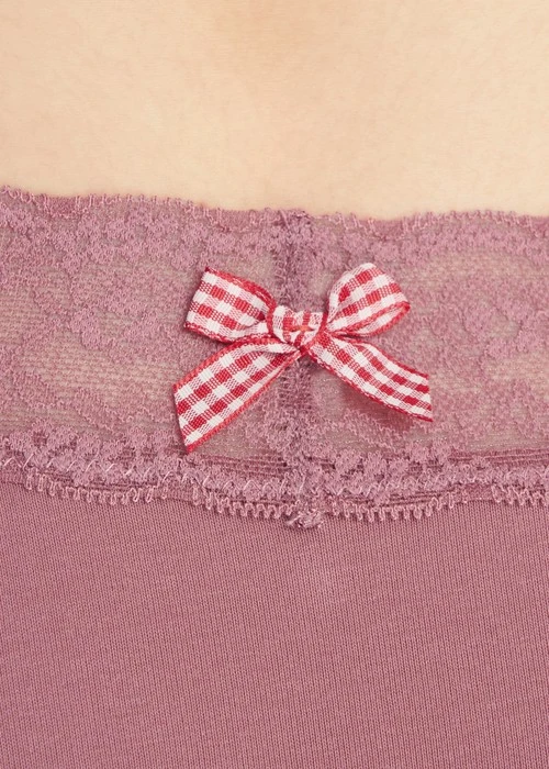 Lover's Whisper．Ultra High Rise Cotton V Lace Waist Brief Panty(Dusty Rose)