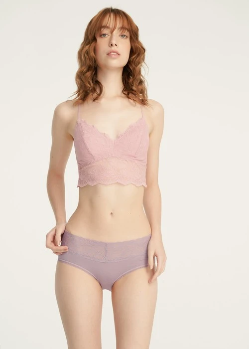Lover's Whisper．V蕾絲中腰三角內褲(藕紫-情書)