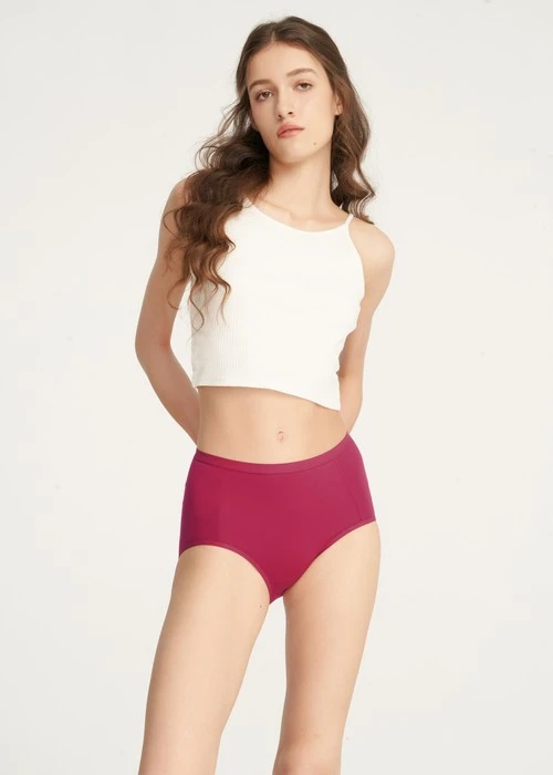 XXL 抗菌系列．超高腰三角內褲(熱戀紅-情書)