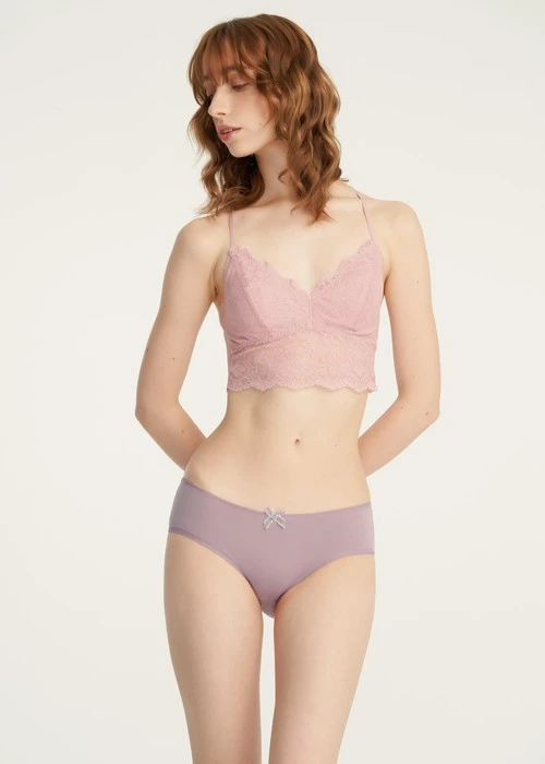 Rosé Heart．花邊中腰三角內褲(藕紫-草寫出眾)