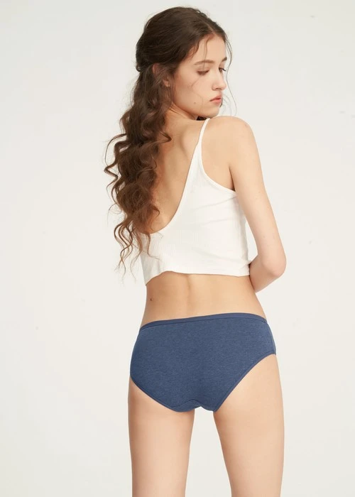 抗菌系列．緊帶中腰三角內褲(深麻藍)