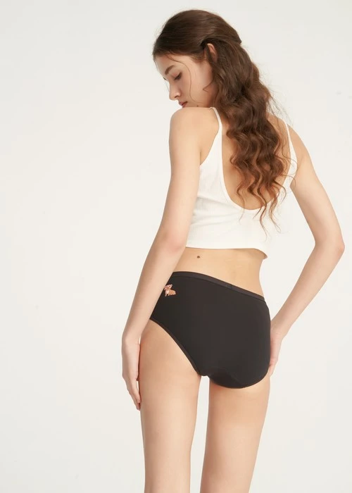 抗菌系列．中腰三角內褲(黑-愛心臘腸狗)