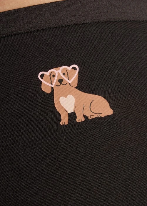 抗菌系列．高腰三角內褲（黑-愛心臘腸狗）