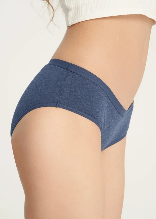 抗菌系列．緊帶中腰三角內褲（深麻藍）