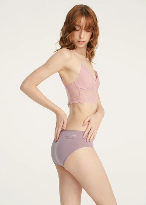 Rosé Heart．花邊中腰三角內褲(藕紫-草寫出眾)