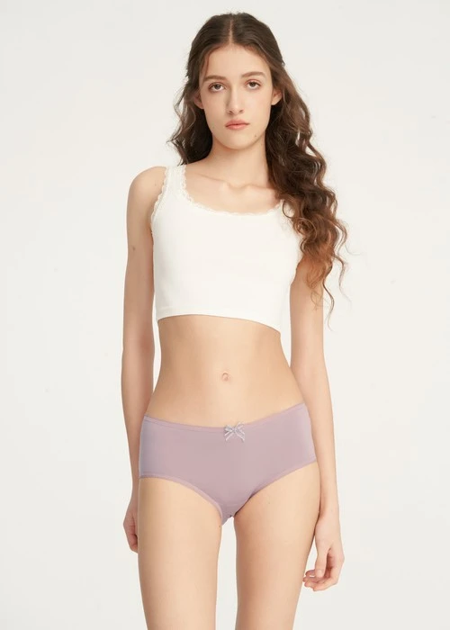抗菌系列．花邊高腰三角內褲(藕紫-草寫出眾)