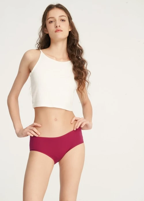 抗菌系列．細邊中腰三角內褲(熱戀紅)