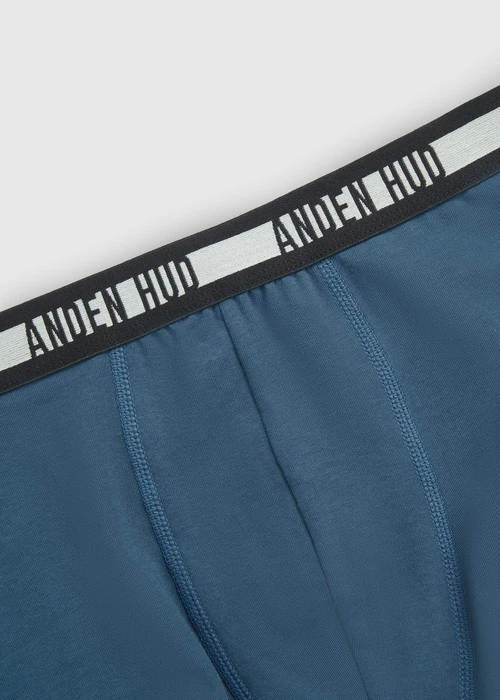 男款_Back to Track．短版腰帶平口內褲（深潛藍-黑白緊帶）