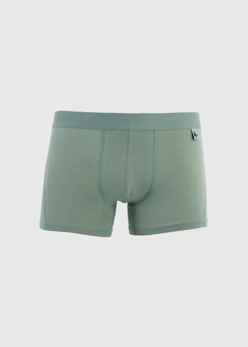 男款_Back to Track．短版變化平口內褲（灰霧綠-黑膠夾標）