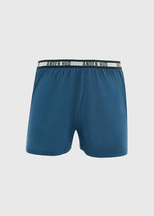 男款_Back to Track．不開襟純棉寬鬆四角內褲(深潛藍-黑白緊帶)