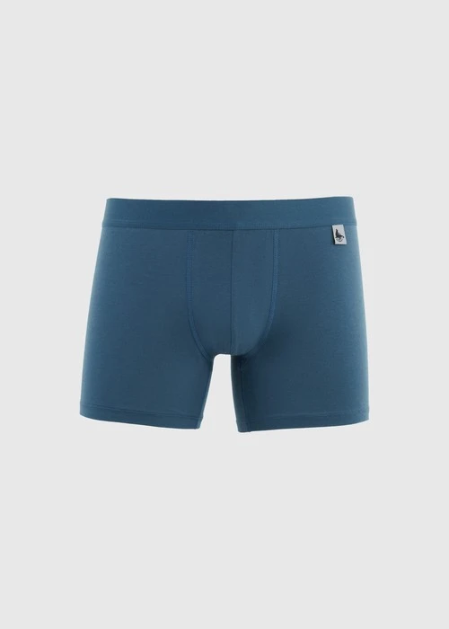 男款_Back to Track．長版腰帶平口內褲（深潛藍-黑膠夾標）