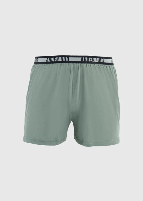 男款_Back to Track．不開襟純棉寬鬆四角內褲（灰霧綠-黑白緊帶）